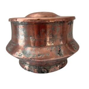 Vintage Hand Hammered Copper Cooking Pot w Lid Rustic Farmhouse Primitive Decor